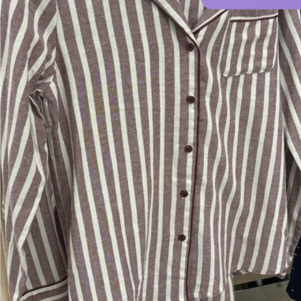 Primark Striped Pajama Set In Mauve and White - Size XS
